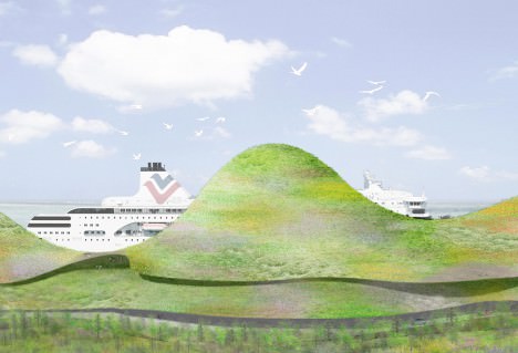 サムネイル:石上純也のチームによる台湾の金門港フェリーターミナル設計コンペの勝利案