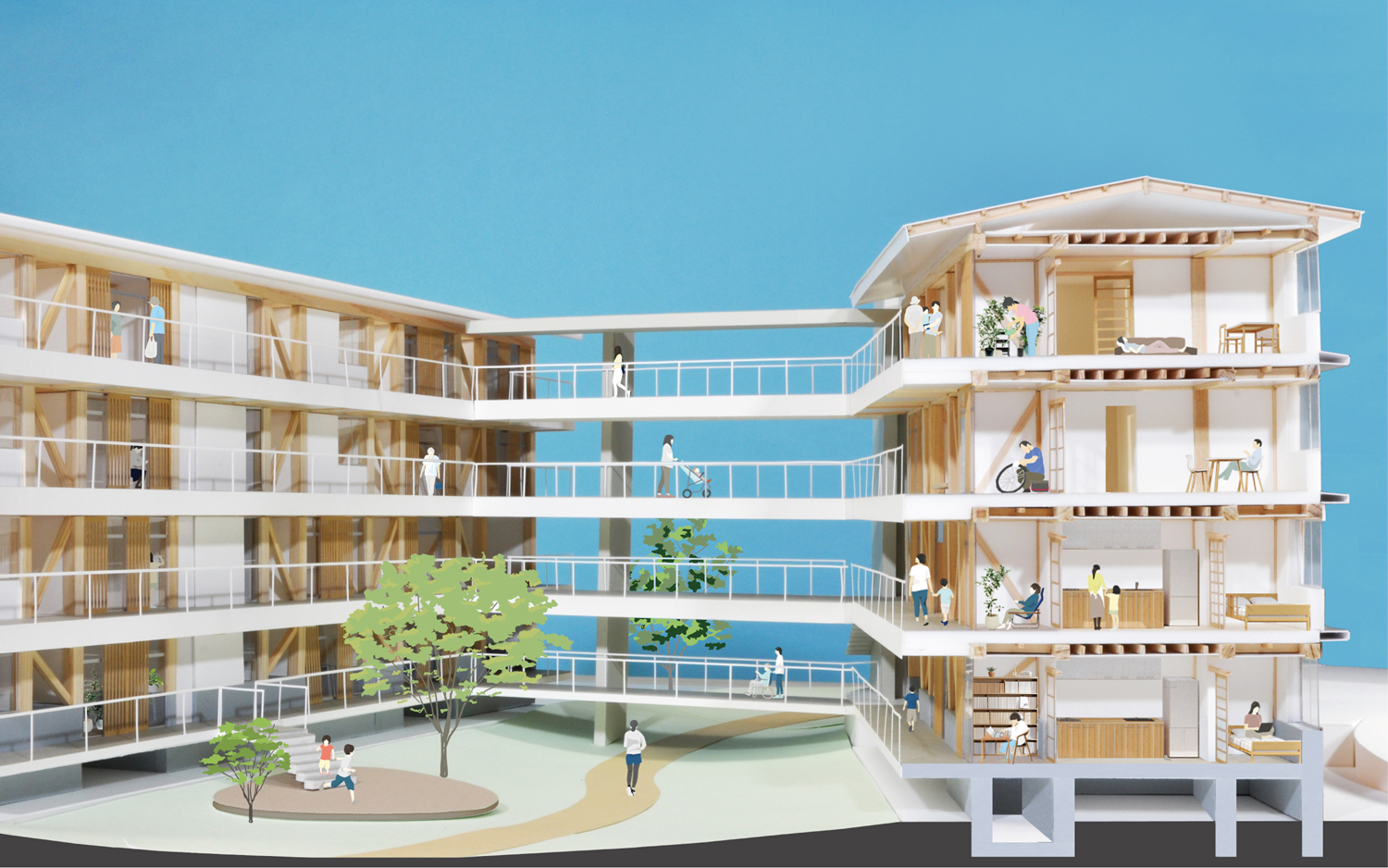 集合住宅 コンペ _ 混ざり合う集合住宅 – MKWJD